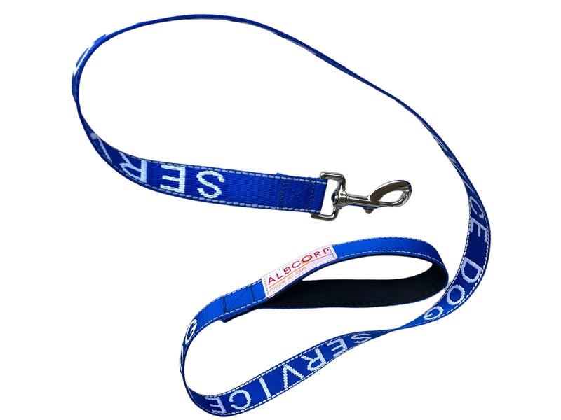 Albcorp Service Dog Leash - Embroidered- with Padded Neoprene Handle and Reflective Threads, 4 Feet, for Harnesses, Vests or Collars. Blue - Image 4